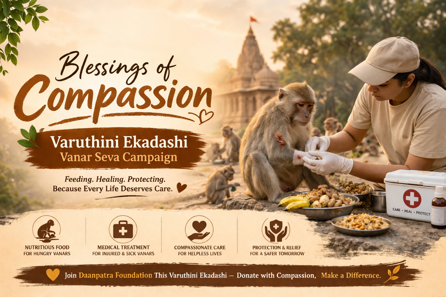 Blessings of Compassion – Varuthini Ekadashi Vanar Seva